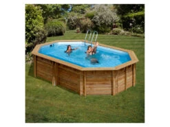 Piscina Ovalada Madera Vermela 672x472x146 Cm. Gre 790098