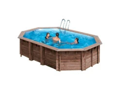 Piscina Ovalada Madera Macadamia 632X335X130 Cm. Gre KPBOC632