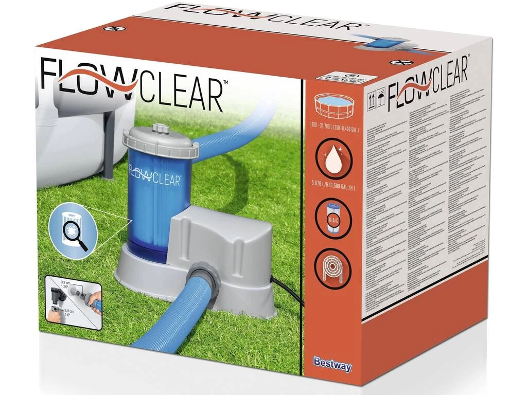 Depuradora de Cartucho 5.678 L/H Transparente Bestway 58675 Depuradora De Cartucho 5.678 L/H Transparente Bestway 58675 -Piscinas Artículos Tienda 1999963037g06