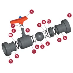 Válvula De Bola Standard PVC Teflón FPM Encolar 8 Válvula De Bola Standard PVC Teflón FPM Encolar -Piscinas Artículos Tienda despiece valvula bola cepex standard pvc teflon fpm encolar 1