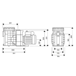 Bomba De Filtración BWT Eurostar II Monofásico -Piscinas Artículos Tienda medidas bomba eurostar ii 1 1