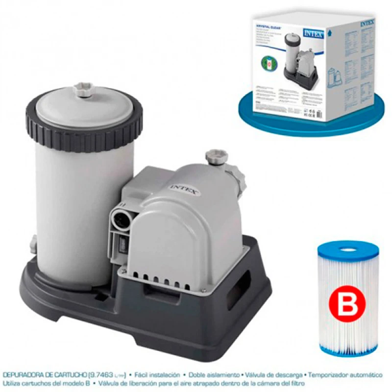 Depuradora Cartucho Krystal 9.463 l/h Intex Depuradora Cartucho Krystal 9.463 L/h -Piscinas Artículos Tienda pack depuradora krystal 9.436lh