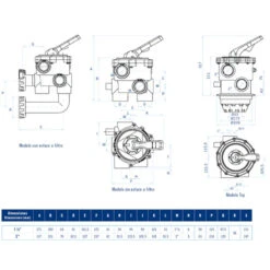 Válvula Selectora Classic Astralpool -Piscinas Artículos Tienda valvula selectora classic astralpool 00597 dimensiones 2